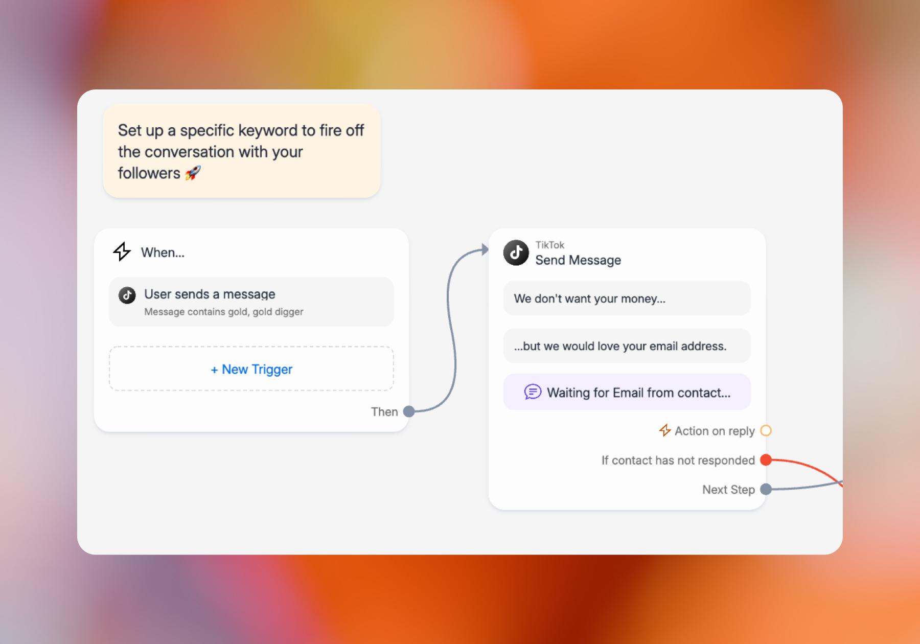 Screenshot of Manychat flow options