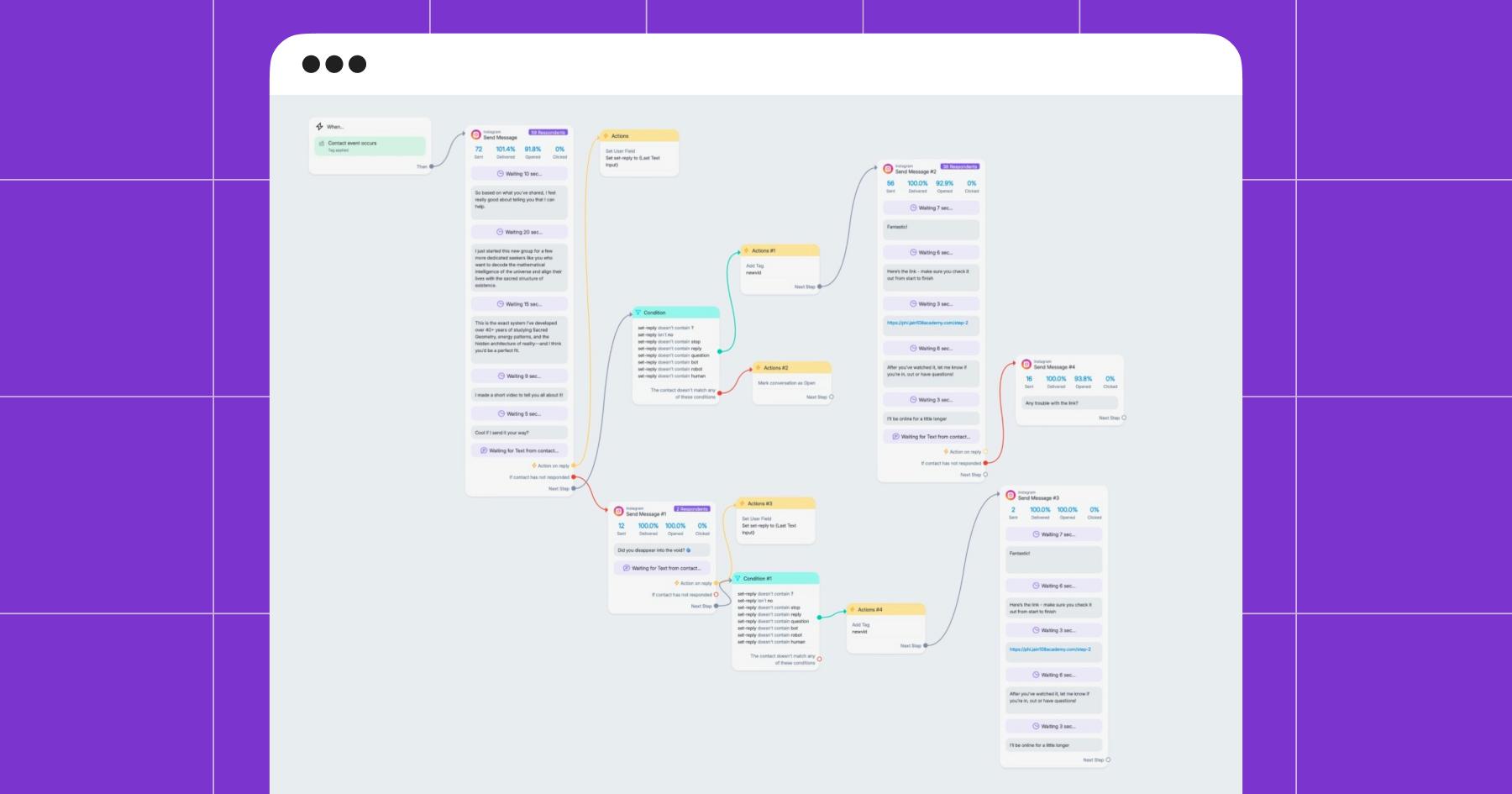 Screenshot of a Manychat automation used by Wally Nguyen on Instagram 