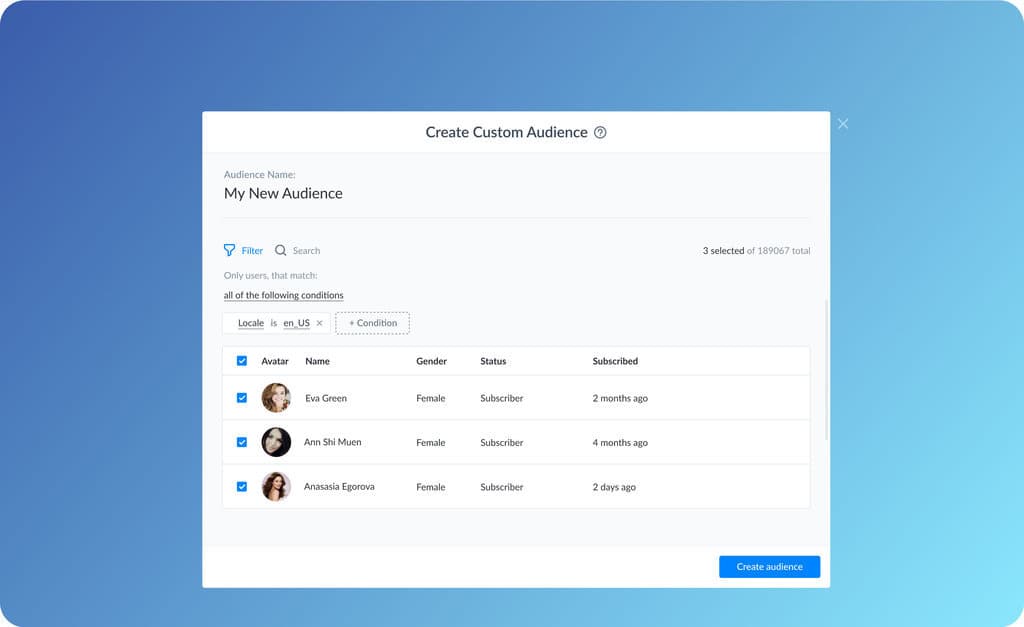 Filtering audience in Manychat
