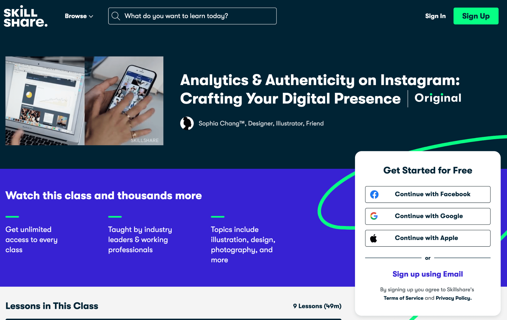 Instagram course on skillshare