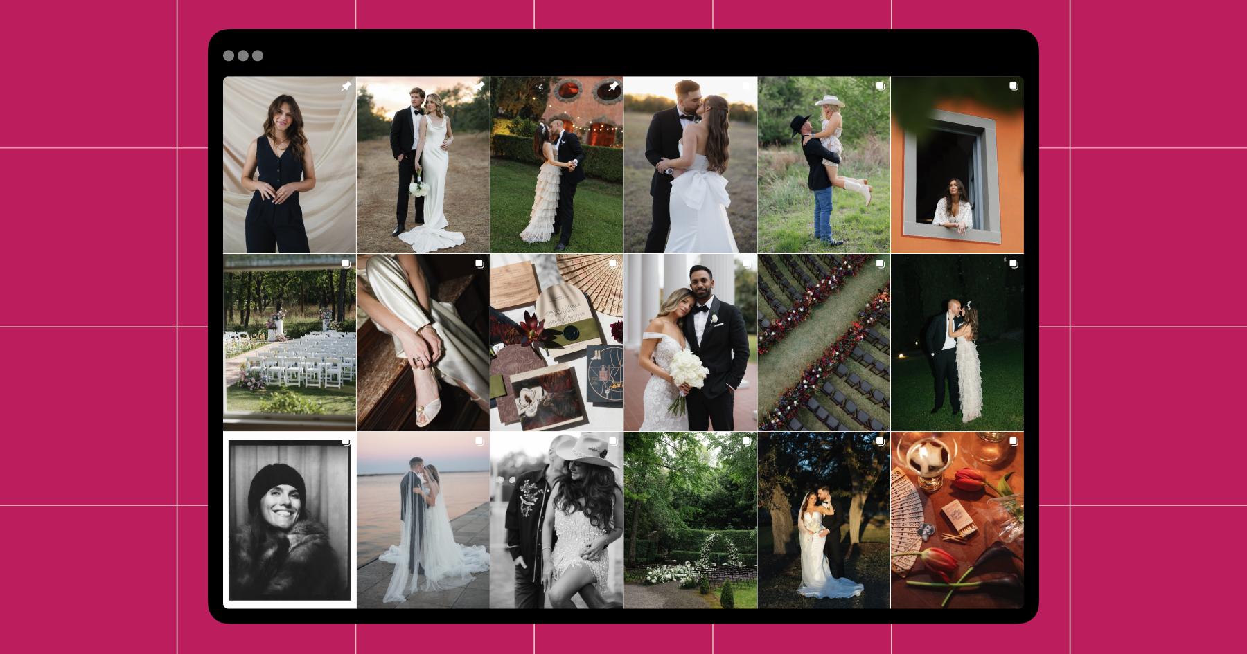 Screenshot of wedding photographer Colette Elyse's Instagram grid
