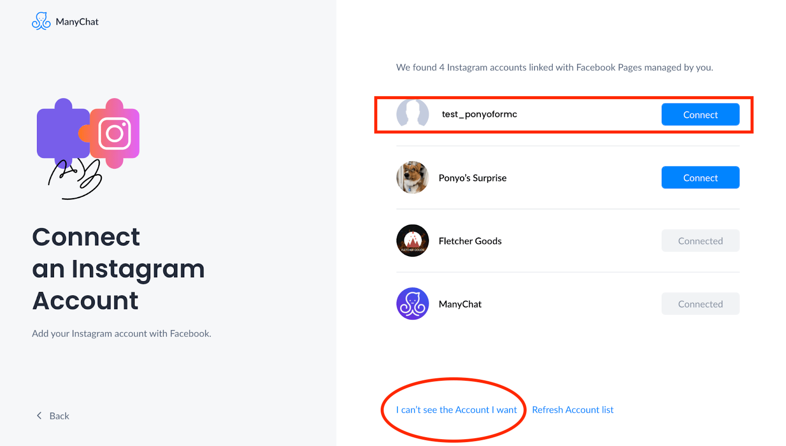 connect to instagram