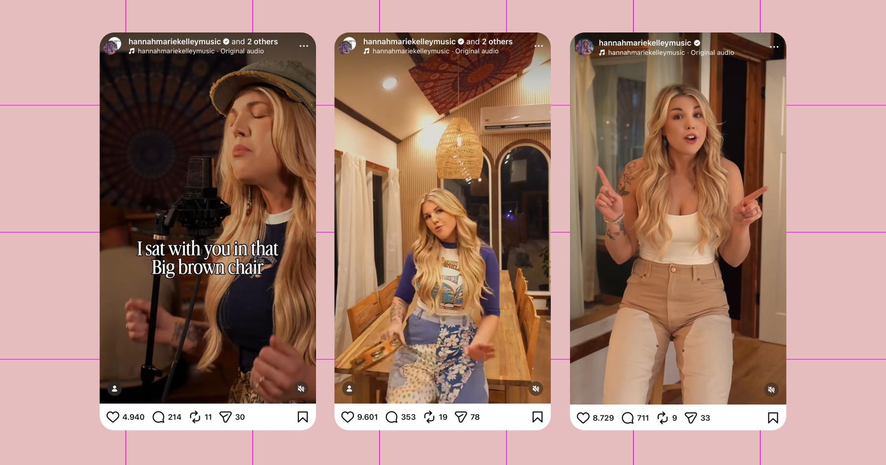 Screenshots of Hannah Marie Kelley's Instagram account