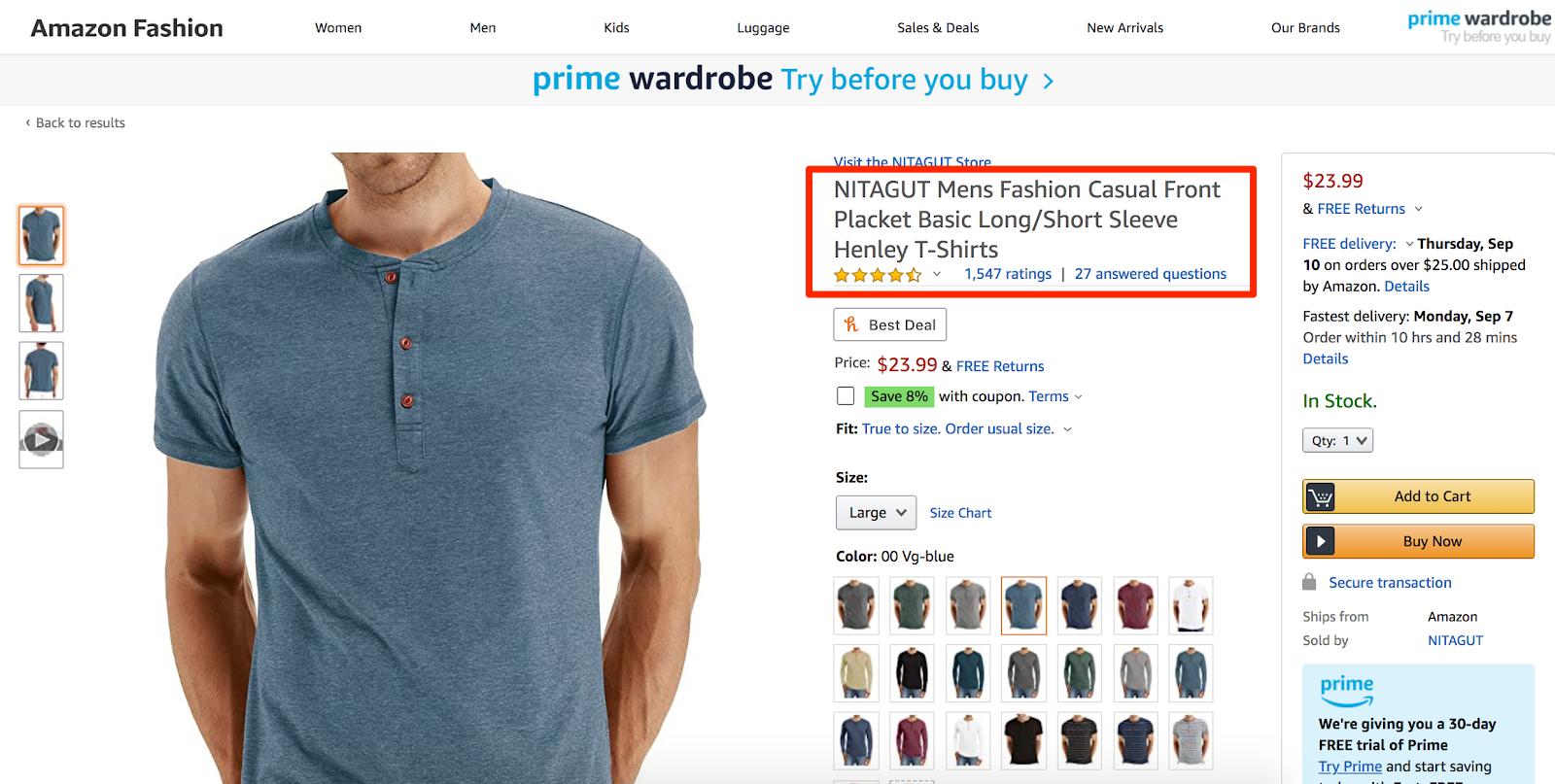 Amazon Product title example