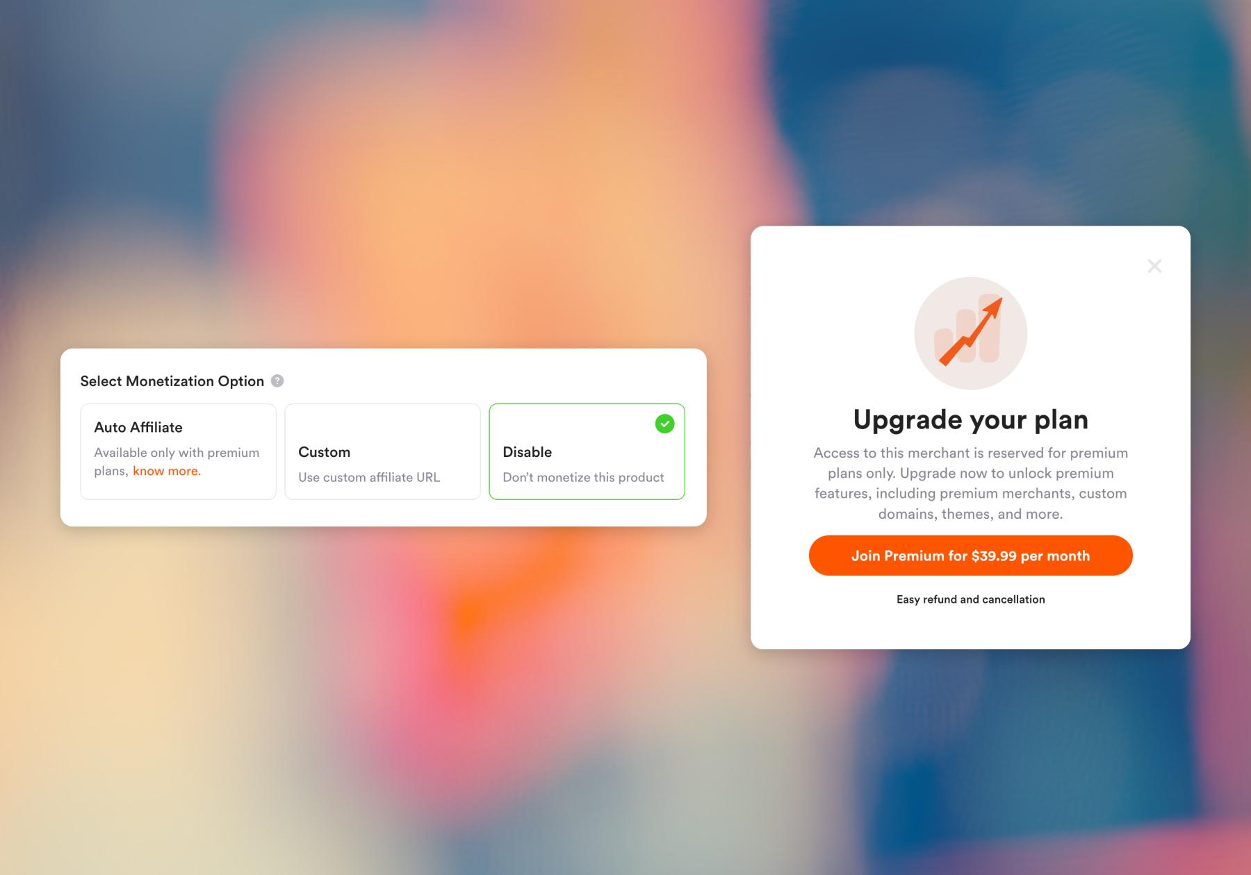 Screenshot of settings needed to actually earn commissions off of these affiliate links (upgrading to the Shopper’s premium tier at $39.99/month)