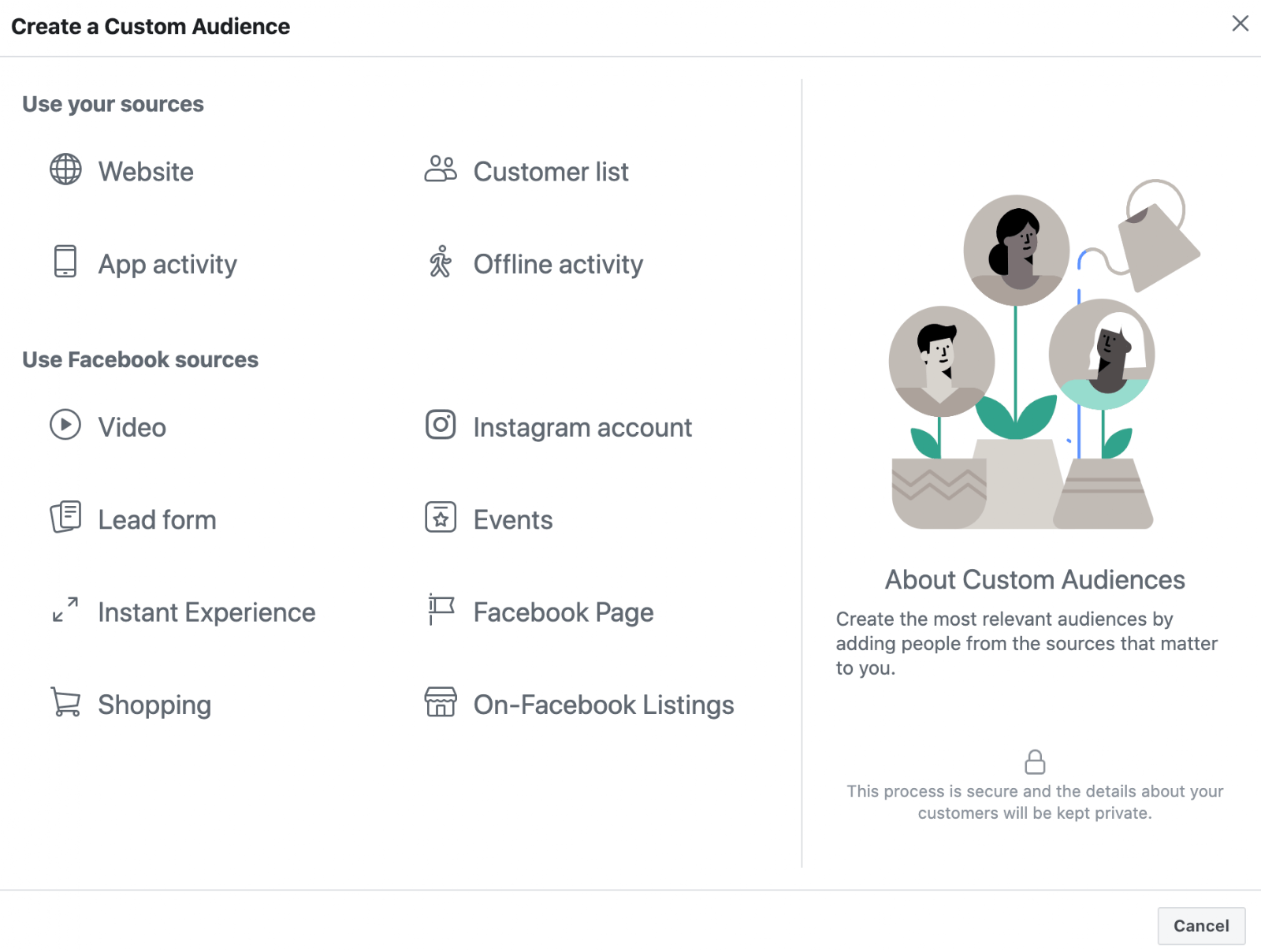 Custom Audience menu