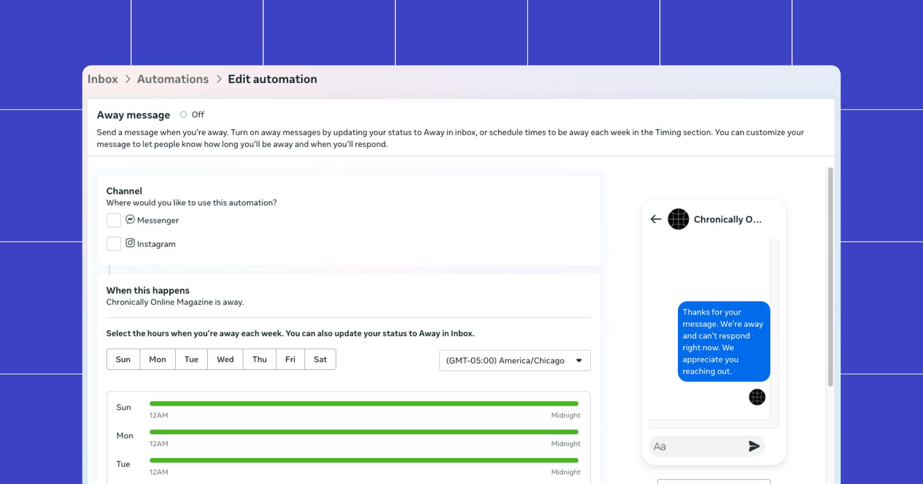 Screenshot of options under "Edit automation" 