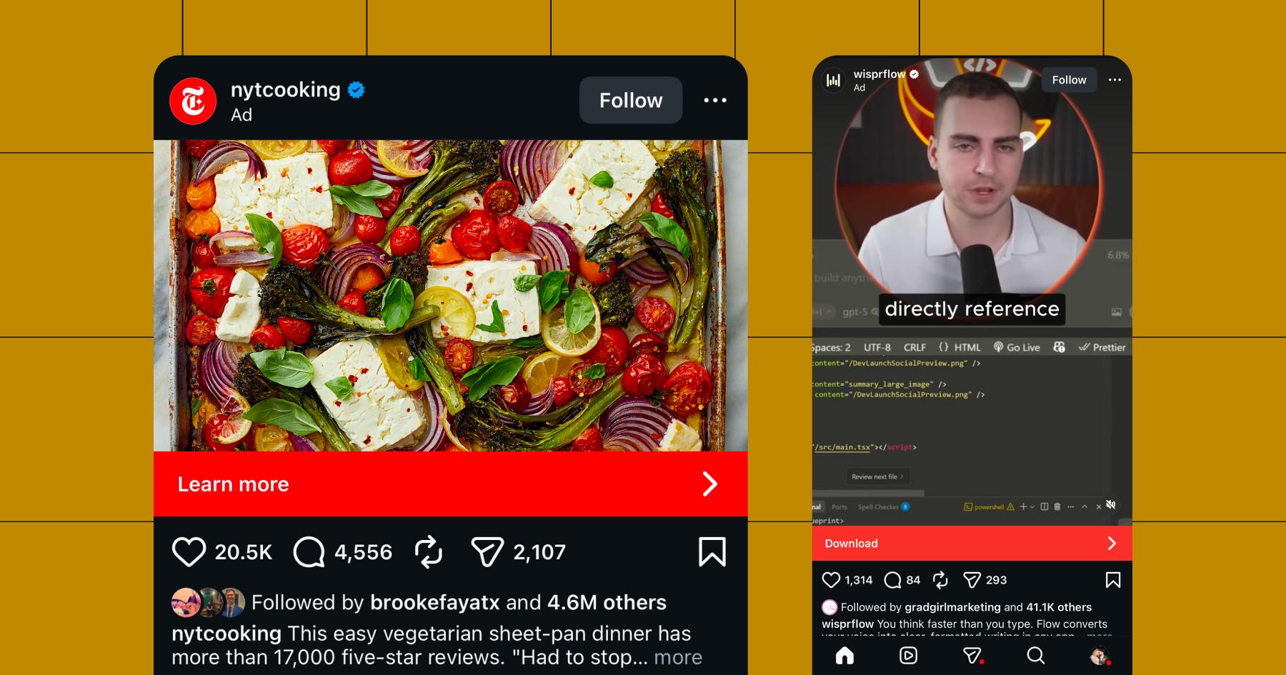 Screenshot of an Instagram post ad from @nytcooking
