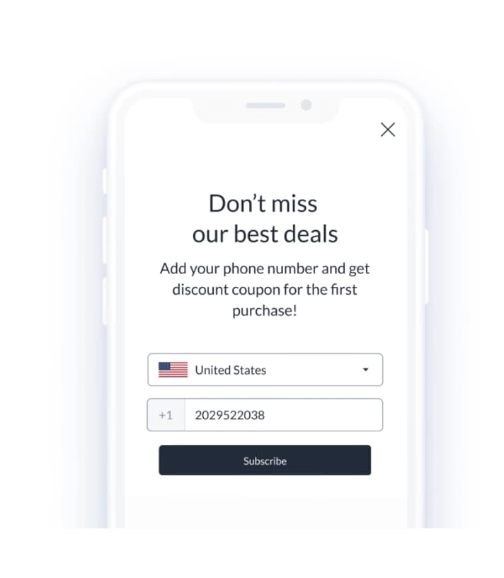 SMS modal widget from Manychat
