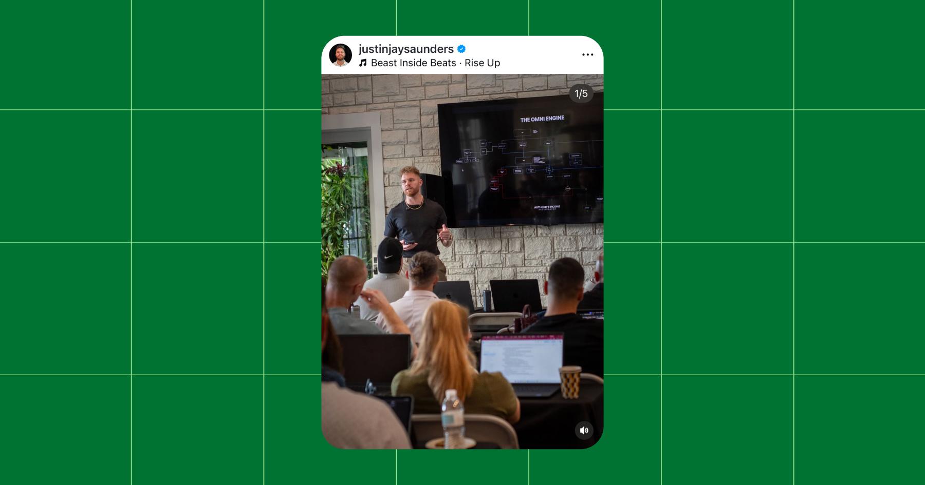 Screenshot of Justin Saunders Instagram account 
