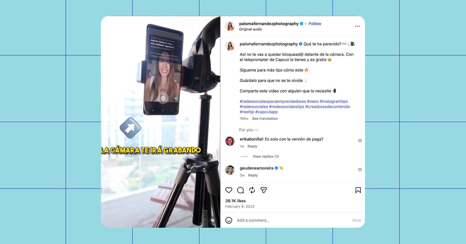 Screenshot of Paloma Fernández on Instagram