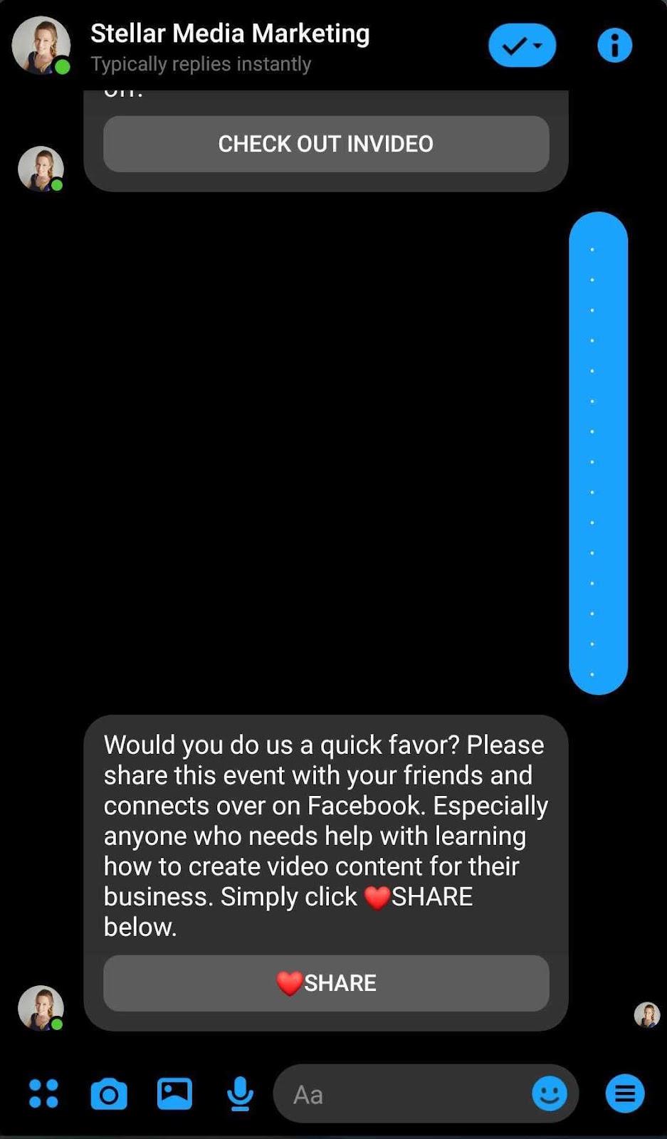 Messenger CTA button example