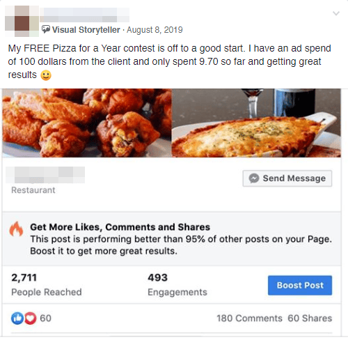 Free Pizza Viral Giveaway in Messenger
