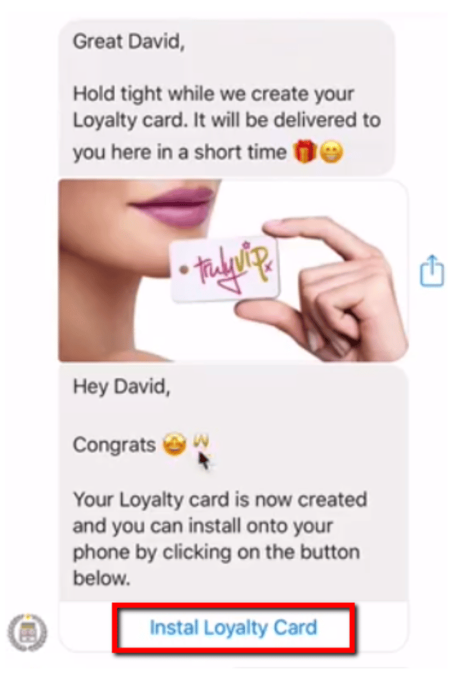 install loyalty card with mobile wallet using manychat and messenger