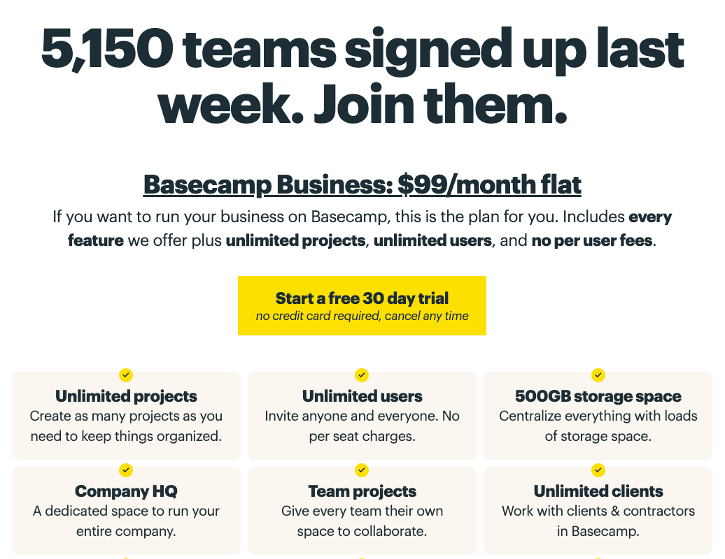 product landing page