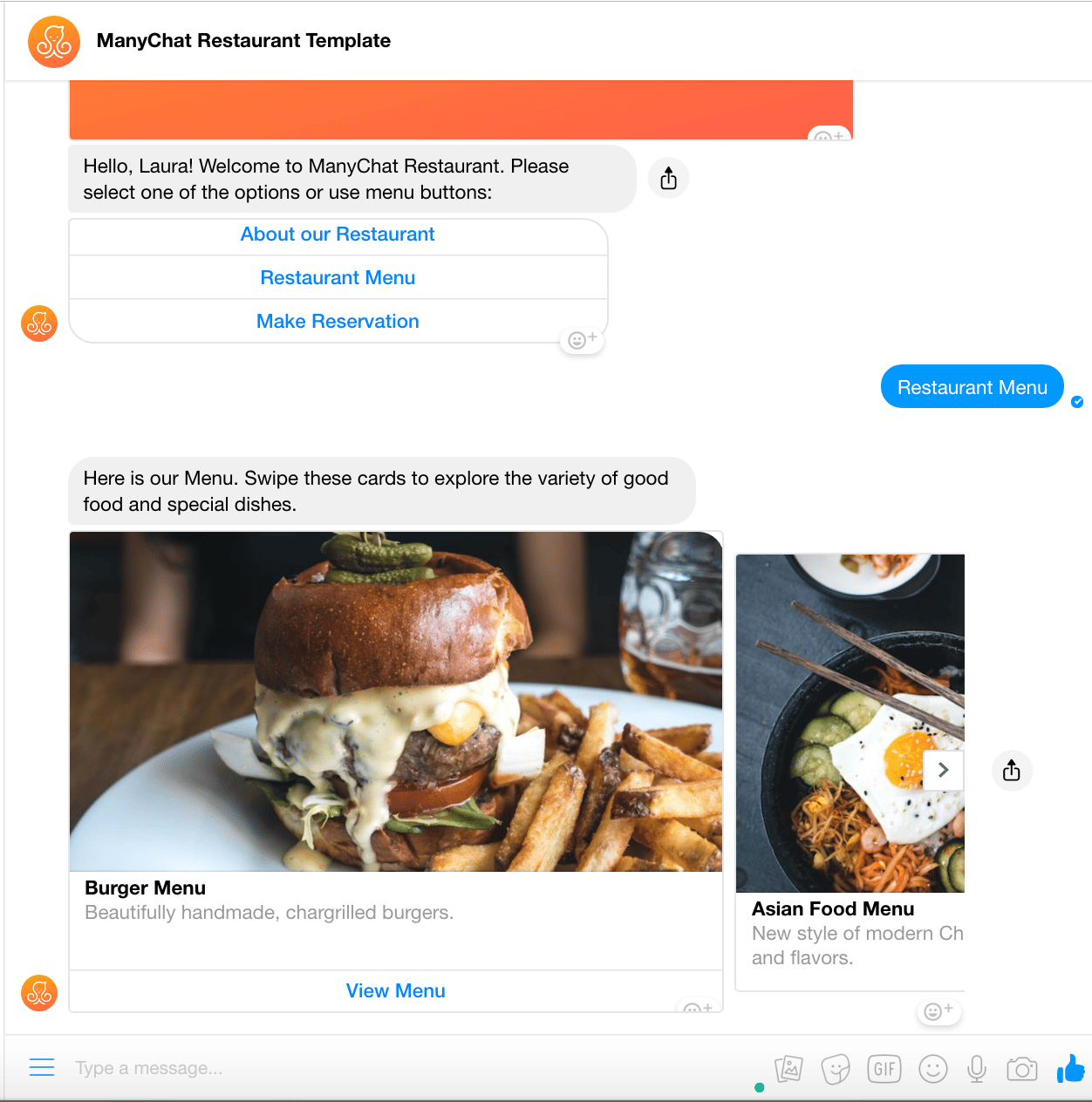 Strategy #3 Messenger Marketing for Restaurants Example | Social Media Strategies for Restaurants