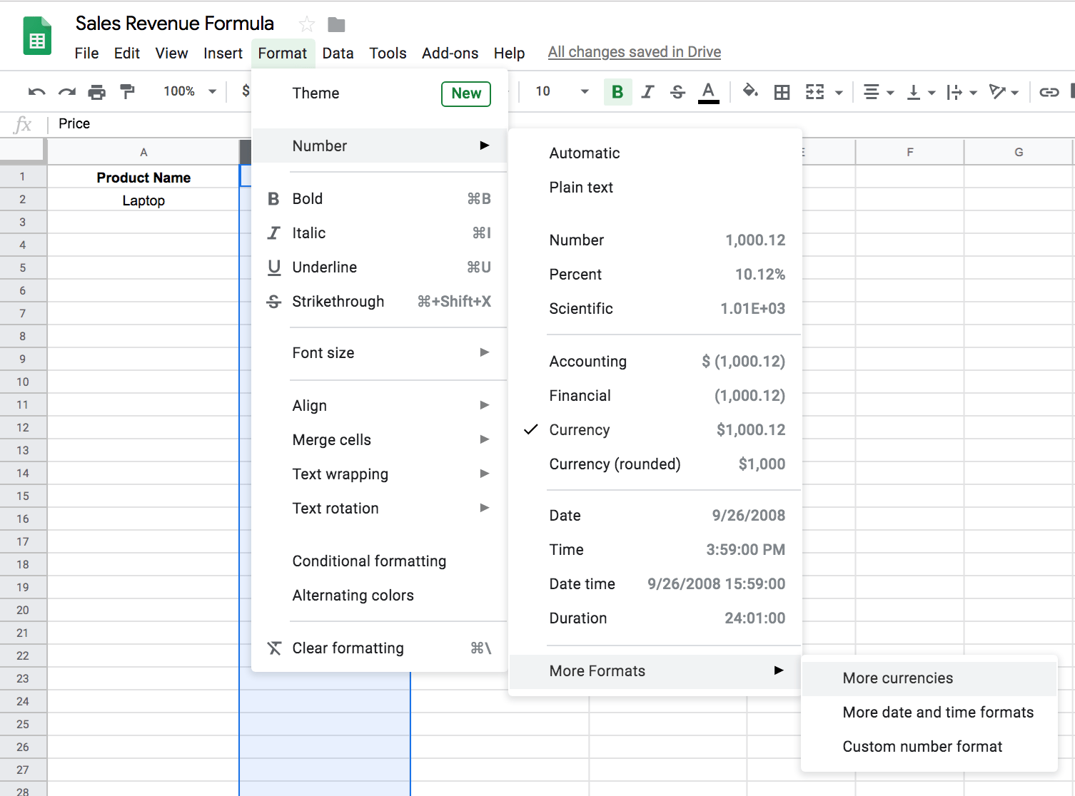 How to Use Google Sheets to Figure Out Sales Revenue Step 3 | The Easiest Way to Figure Out Your Sales Revenue