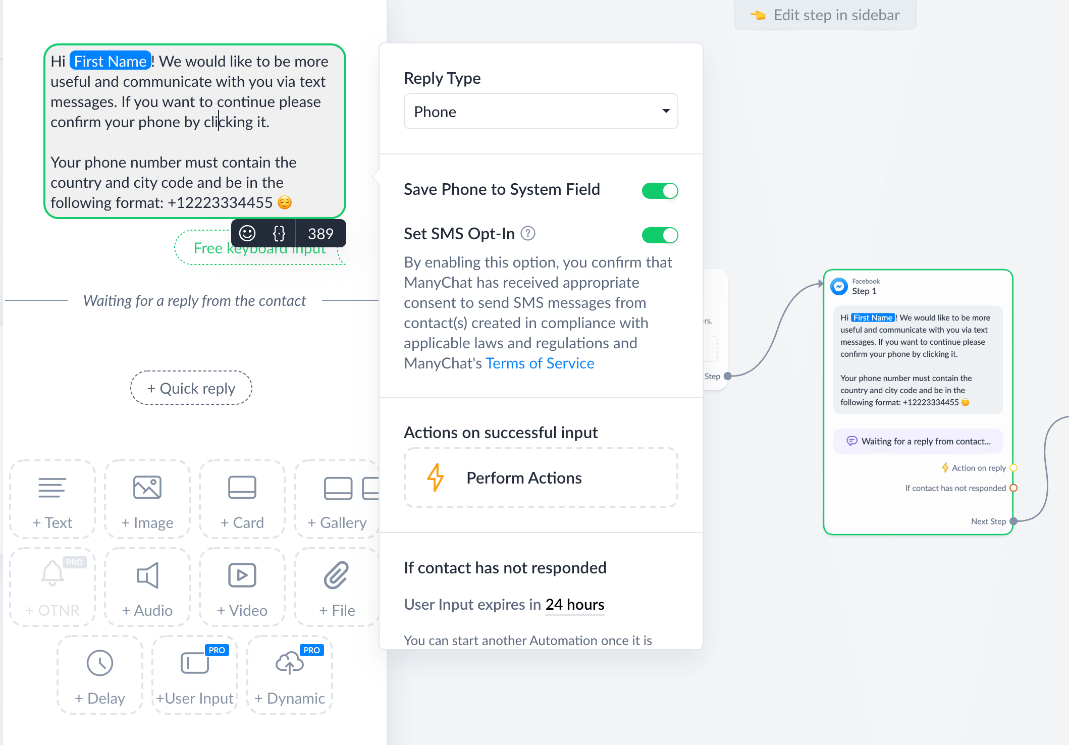 Opt-in message from Messenger
