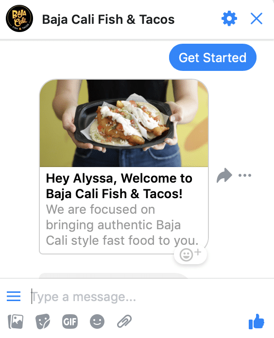Baja Cali Fish & Tacos using Manychat