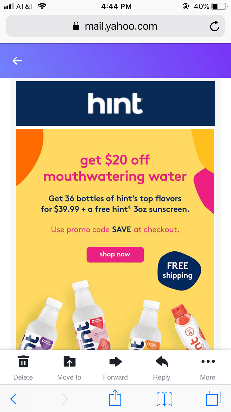 Email Marketing Example from Hint
