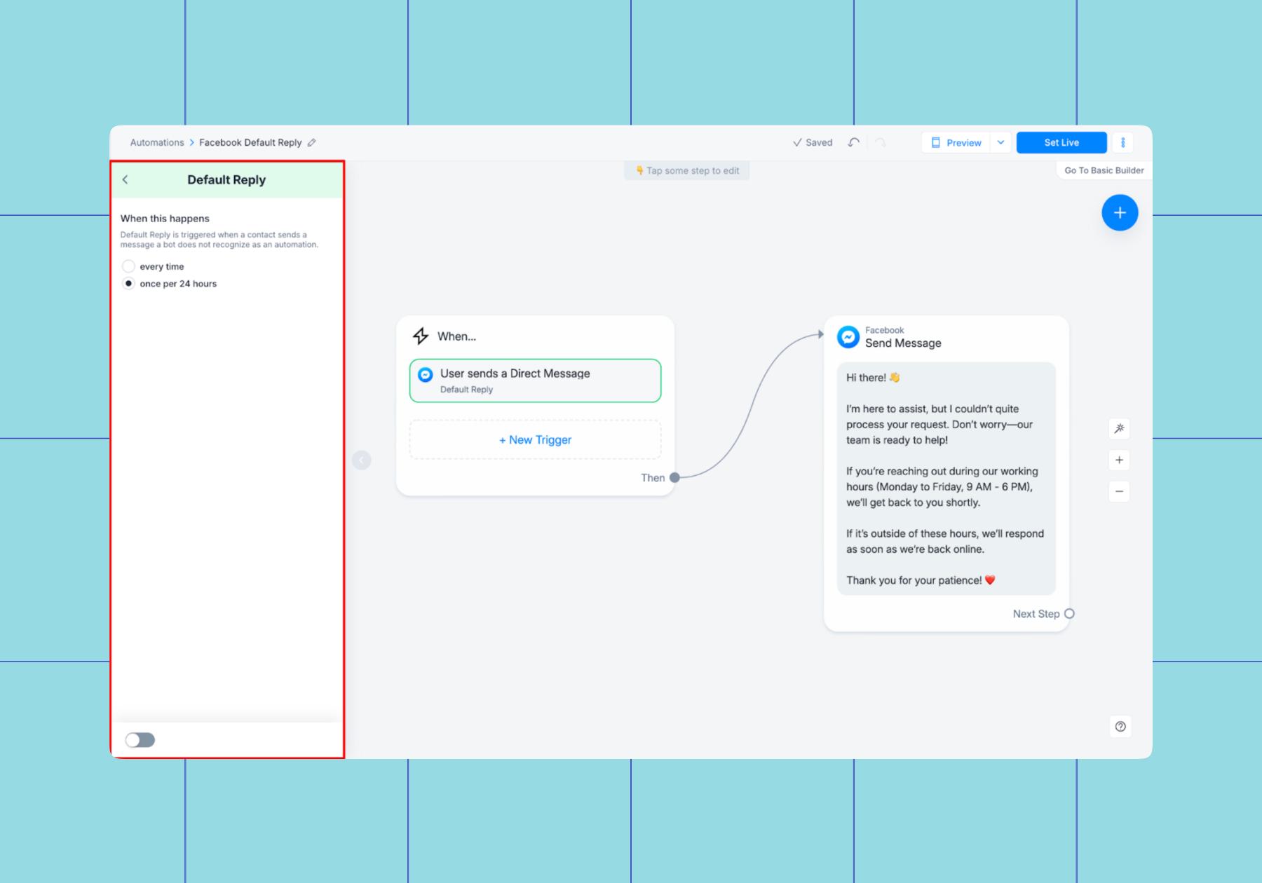 Screenshot of Manychat Always-On Automations
