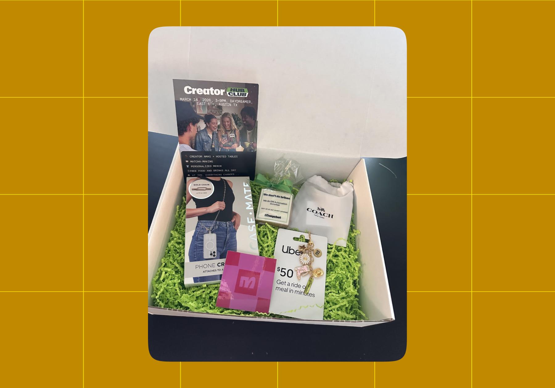 Screenshot of the Creator HUB | CLUB PR boxes