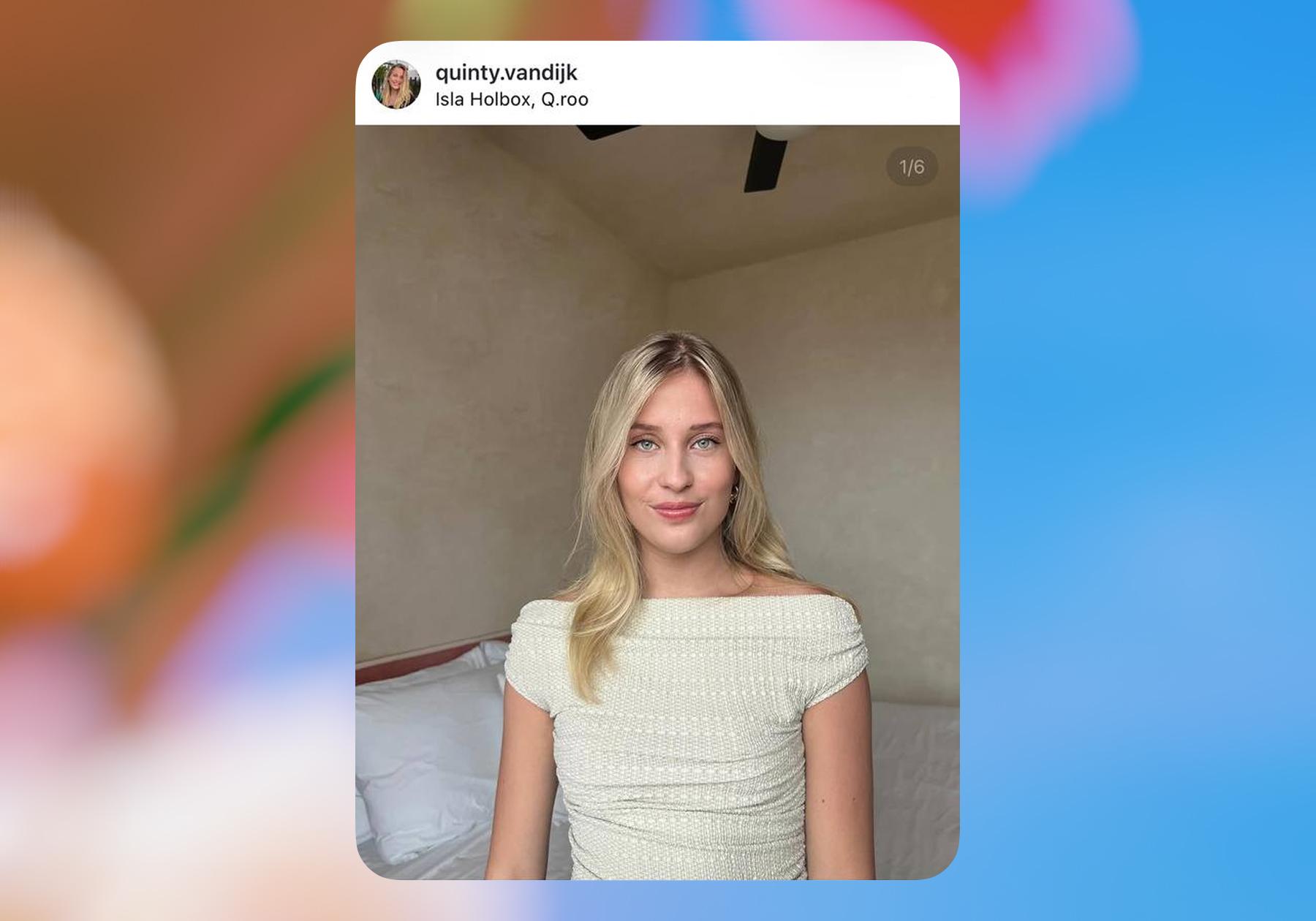 Screenshot of Quinty van Dijk, Brand & Content Manager at STËLZ, on Instagram