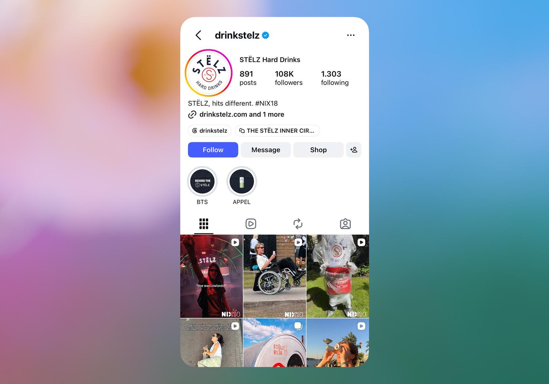 Screenshot of STËLZ on Instagram