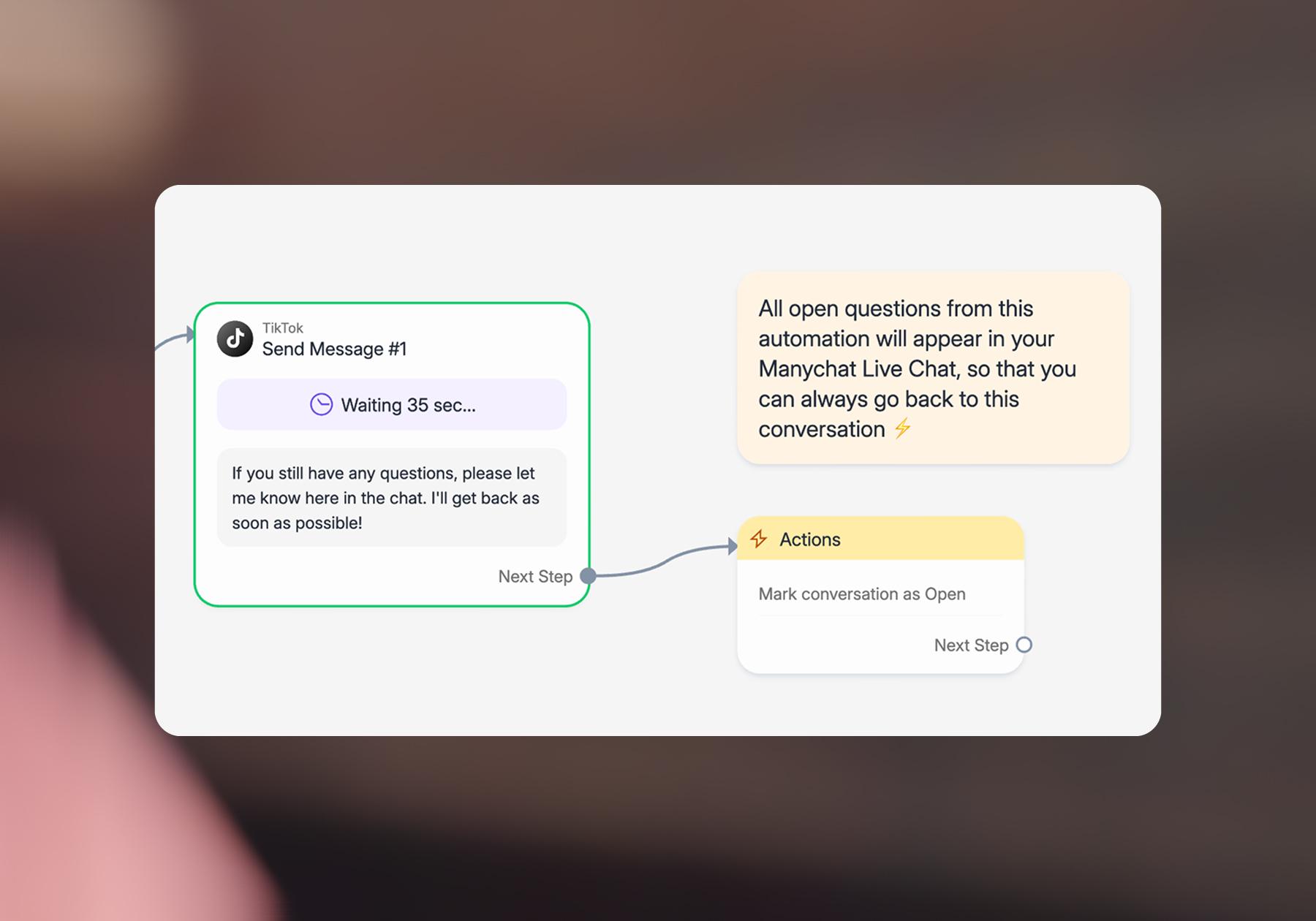 Screenshot of a Manychat flow