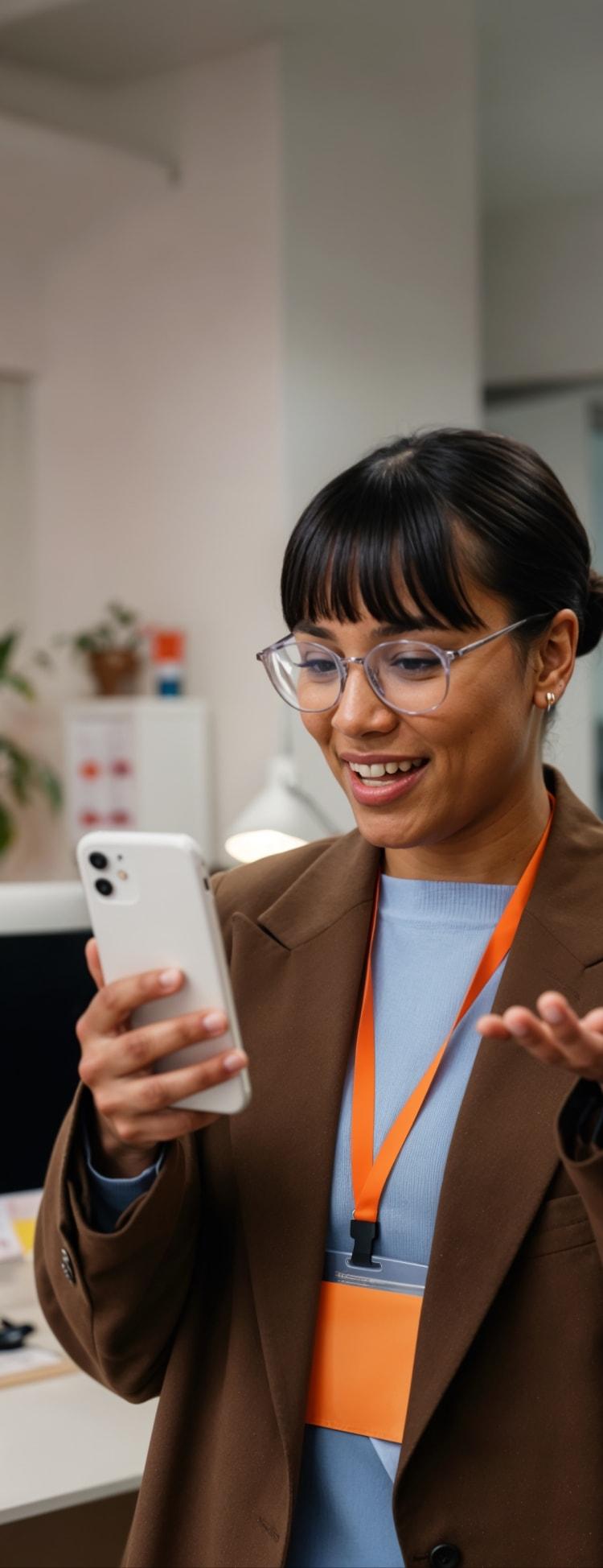 Woman with a phone in hand