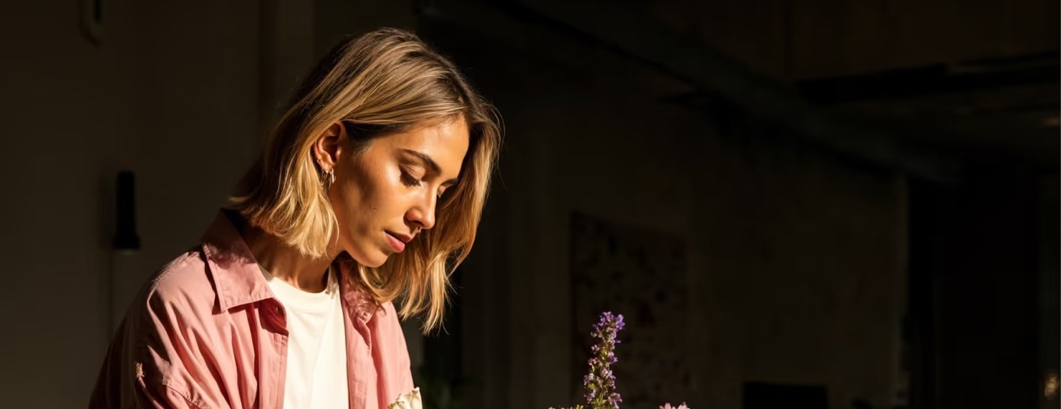 Woman with flowers