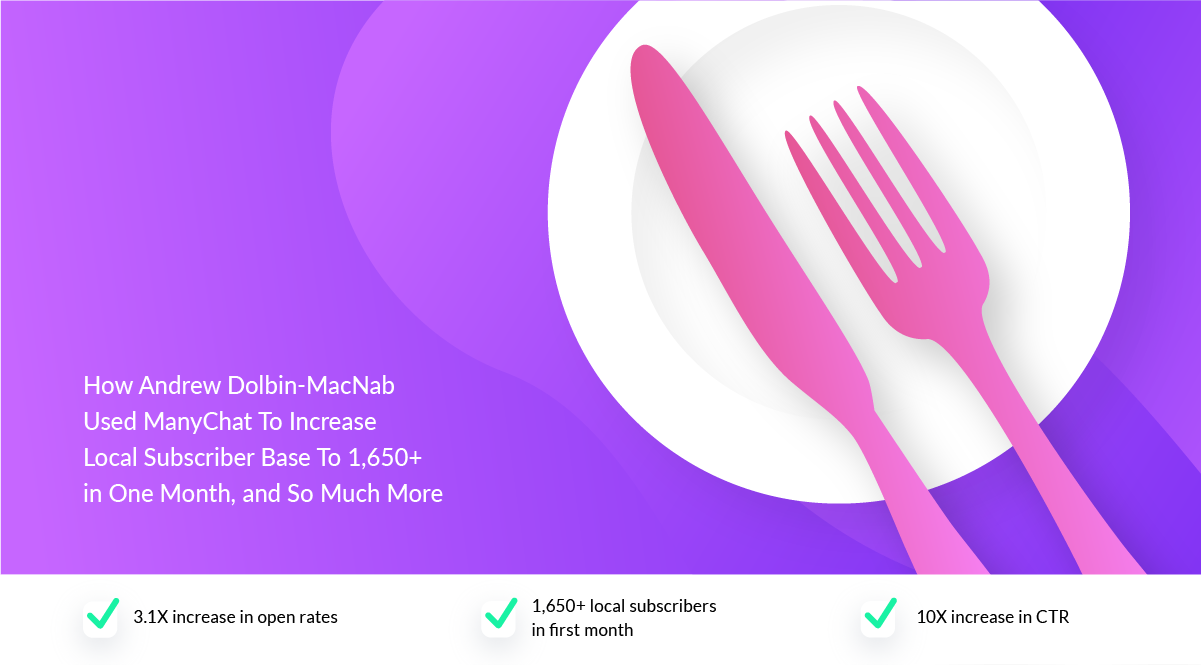 [Case Study] How Andrew Dolbin-MacNab Used Manychat To Increase Local Subscriber Base By 1,650+ in One Month, and So Much More