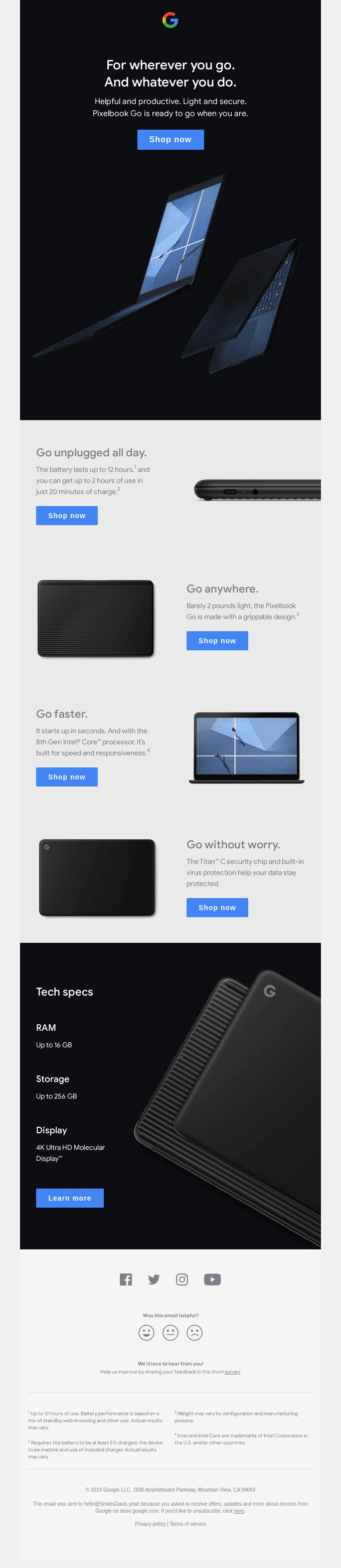 Google product launch email