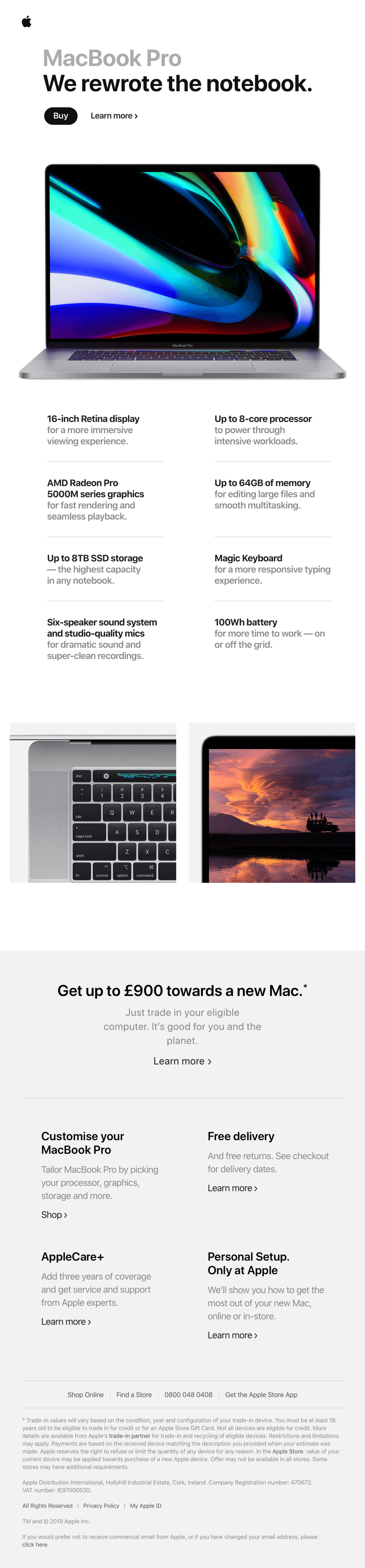 Apple product launch email