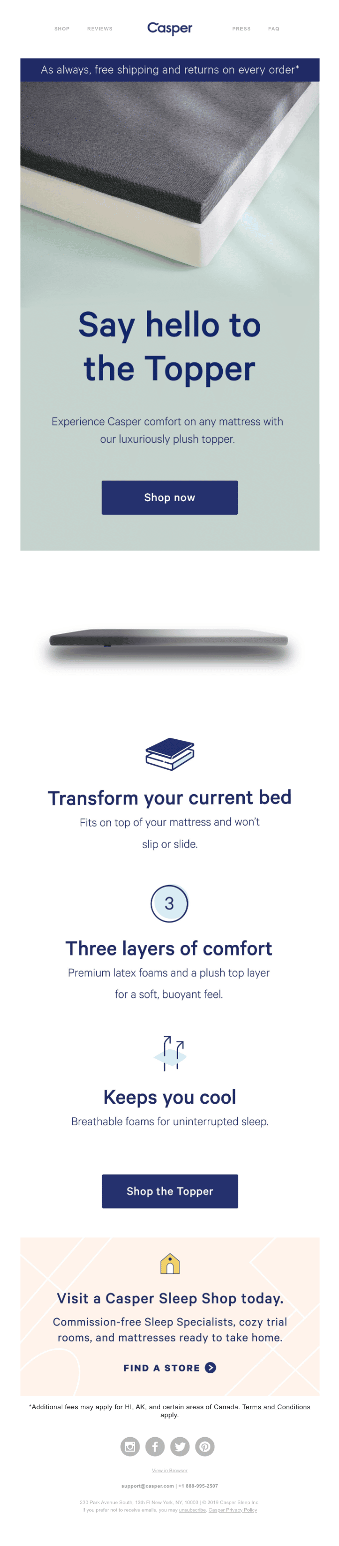 Casper product launch email